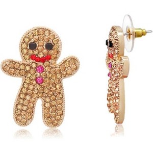 Festive Gingerbread Studs - Hypoallergenic CZ Accented Design for a Sweet & Safe Holiday Look - 1 of 4