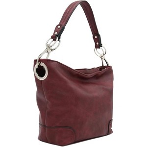 Hobo Shoulder Bag with Big Snap Hook Hardware - 1 of 4