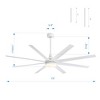 Airsurfer 72" Black Windmill Ceiling Fan with Color-Changing LED Light & Remote, 8 ABS Blades for Large Rooms, DC Motor, 7''&12'' Downdods - 3 of 4
