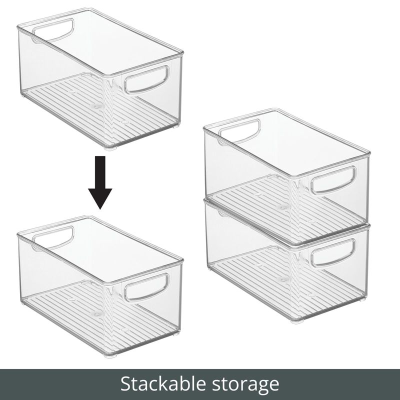 mDesign Plastic Stackable Kitchen Organizer Storage Bin with Handles, 5 of 10