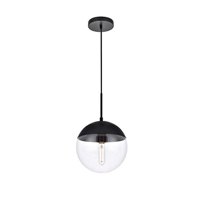 Elegant Black and Clear Glass Globe Pendant Light