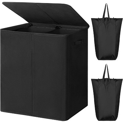 154L Double Laundry Hamper with Lid and Removable Laundry Bags, Large Dirty Clothes Hamper 2 section Collapsible Laundry Basket