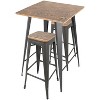 3pc Oregon Industrial Pub Set Matte Gray Metal Dining Sets Medium Brown Wood Top - LumiSource - image 3 of 4