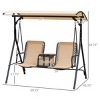 Syemin Patio Swings Outsunny 2-Seat Patio Swing Chair, Outdoor Canopy Swing Glider with Storage Table, Adjustable Shade, Beige, 69.25"*43.25"*64.5" - 3 of 4