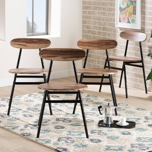 4pc Sherwood Metal & Wood Dining Chair Set Black/Walnut - Baxton Studio: Mid-Century, Polyester Upholstery - 1 of 4