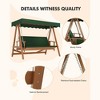 Wooden patio swing with adjustable canopy; 3-seater bench with removable cushion, ideal for backyard, garden, balcony, or poolside relaxation. - 3 of 4