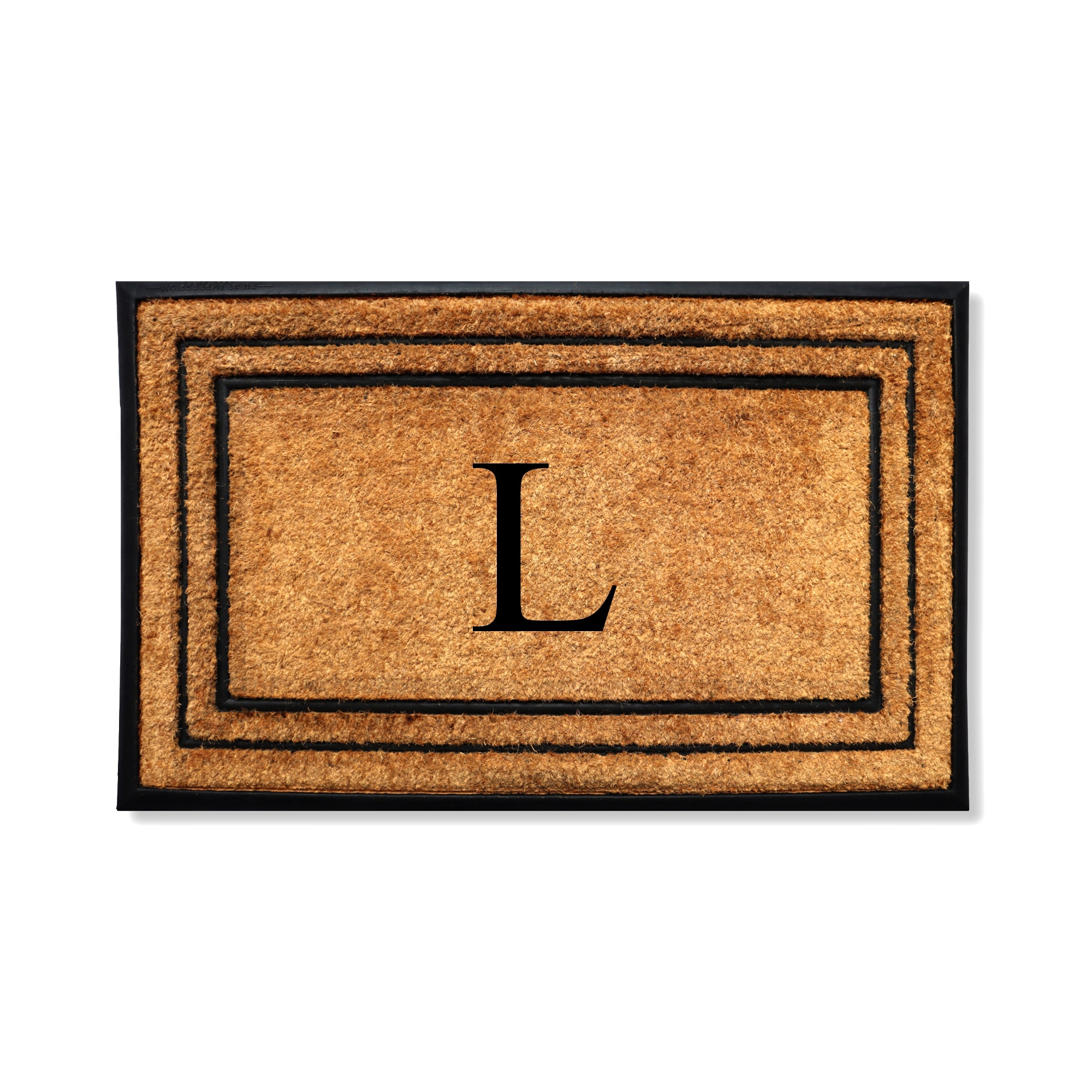 A1HC Natural Coir & Rubber Monogrammed 24"X39" Door Mat, Heavy Duty, Non-Slip Outdoor Entry Doormats, Letter L