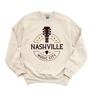 Simply Sage Market Women's Graphic Sweatshirt Nashville Music City Guitar - 1 of 2