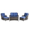 Gymojoy 6 Piece Outdoor Wicker Loveseat Sofa with Patio Swivel Glider Chairs with Coffee Table and Ottoman Sets - 2 of 4