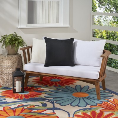 Mina Victory Black Reversible 20" Square Outdoor Throw Pillow