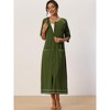 cheibear Women's Front Zipper with Pockets Maternity Long Sleep Robes - 2 of 4