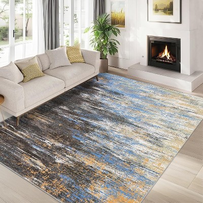 Artistic Runner Rug, Washable Non Slip Low Pile Soft Floor Carpet for Kitchen, Entryway, Bedroom, Hallway & Bathroom
