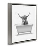 Stupell Industries Longhorn Highland Cow Bath Tub Floating Frame Canvas Art, Gray, 18" x 18" - 2 of 4
