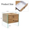 NicBex Modern Nightstand with 2 Drawers and Transparent Tempered Glass Sides for Bedroom and Living Room - 2 of 4