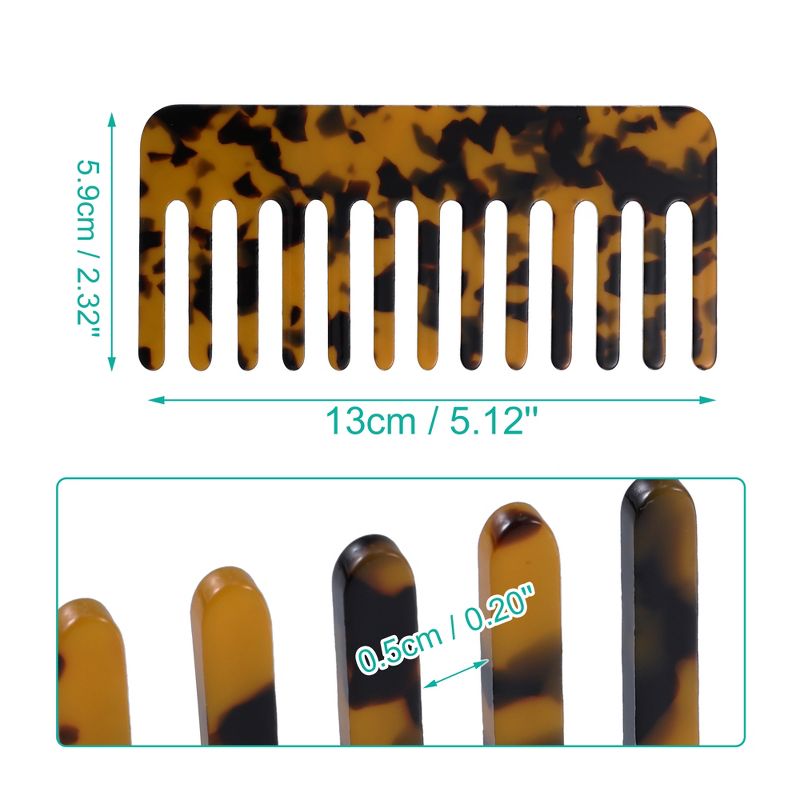 Unique Bargains Anti-Static Hair Comb Wide Tooth for Thick Curly Hair Hair Care Detangling Comb For Wet and Dry Dark 2.5mm Thick Brown 2 Pcs, 4 of 7