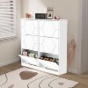 TiramisuBest 47.2" Rattan Shoe Storage Organizer: 2 Flip Drawers, 1 Storage Drawer & Bench, Ideal for Entryway and Hallway, Light Brown - 3 of 4