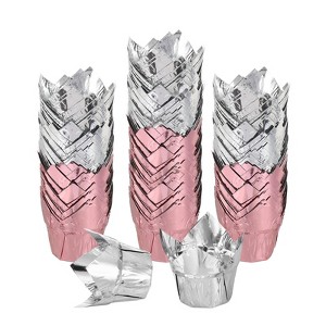 Unique Bargains Disposable Greaseproof Aluminum Foil Tulip Baking Cups 3.1 Inch 100 Pcs - 1 of 4