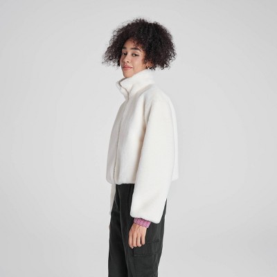 Wild Fable Women's Zip-Front Faux Fur Jacket - Wild Fable™ Cream M — фото 4