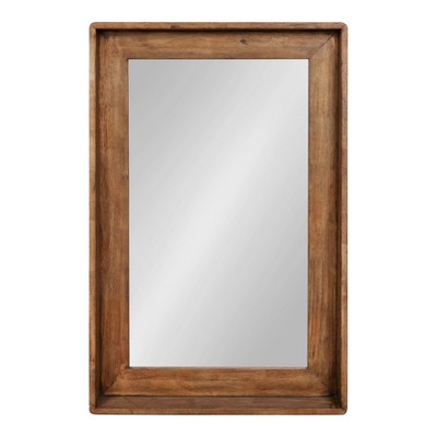 Medium Wood Rectangular Wall Mirror with Shelf
