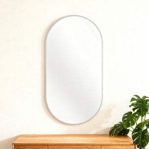 Wooakway 20" x 33" Oval Metal Decorative Wall Mirror Bathroom Mirror Vanity Mirror with Shatterproof Glass for Bedroom - 1 of 4