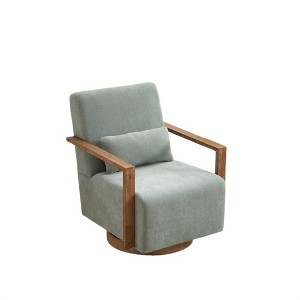 Swivel Accent Chair, Upholstered Armchair with Pillow, Upholstered Comfy Sofa Reading Chair, Single Chair for Living Room Bedroom Balcony - 1 of 4