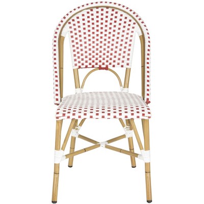 Transitional Salcha 18" Brown, Red & White PE Wicker Side Chair - Set of 2