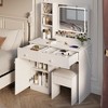 Stylish dressing table with makeup mirror and makeup light, 3 adjustable lighting colors, 2 large drawers, white - 2 of 4