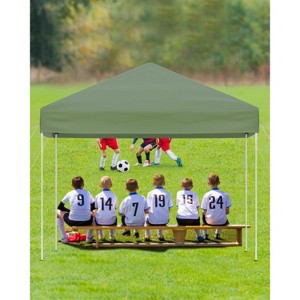 ODK 10x10 Pop Up Canopy, Easy Up Canopy with One-Button Push Setup, 3 Height Adjustable Beach Tent, Portable Outdoor Sun Shade with Roller Bag - 1 of 4