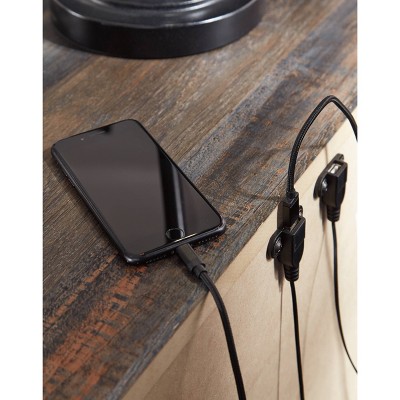 Rustic Brown 2-Drawer Nightstand with USB Ports
