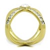 Slickblue Women's Crossed Band Ring in IP Gold Stainless Steel with Square-Cut Center Synthetic Crystal, 7g, size 5–10 - 3 of 4