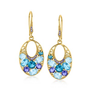 Ross-Simons 6.80 ct. t.w. Multi-Gemstone Drop Earrings in 18kt Gold Over Sterling - 1 of 3