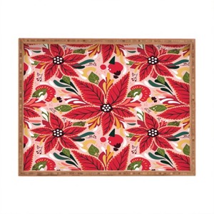 Avenie Abstract Floral Poinsettia Red Rectangular Tray -Deny Designs - 1 of 2