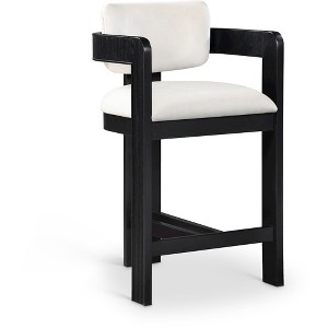 Meridian Furniture,Sacha Cream Velvet Stool - 1 of 4