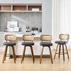 Bekrvio Swivel Counter Height Bar Stools - 26" Faux Leather Upholstered with Rattan Back,Ideal for Kitchen Island - 2 of 4