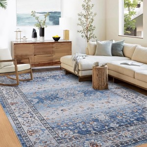 8x10 Rug Vintage Non Slip Non Shedding Washable Floor Cover, Ultra-Thin Traditional Distressed Retro Carpet - 1 of 4