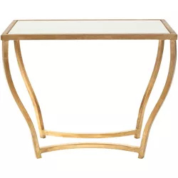 Rex Glass Top Accent Table - Gold/White - Safavieh