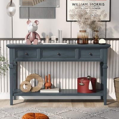 PAGED Modern Console Table with 3 Drawers and Open Shelf,50 inch Rectangle Entryway Table for Living Room,Hallway