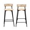 CAVINAS 26.5" Counter Height Dining Chairs,Set of 2,Paper Rope Dining Stools for Kitchen,Bar Stool Chairs with Backrest and Round Seat - 2 of 4