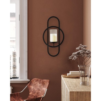 Jonas Black Metal Wall Sconce with Glass Cylinder