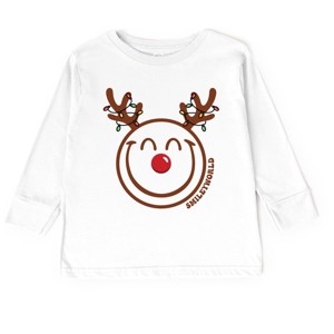 SmileyWorld Reindeer Lights - Toddler Long Sleeve Graphic Tee and Youth Long Sleeve Graphic T-Shirt - 1 of 3