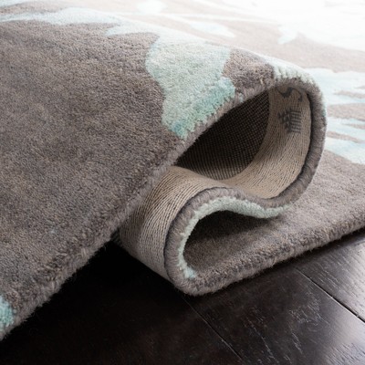 Hand-Tufted Grey Turquoise Round Wool 9' x 12' Area Rug