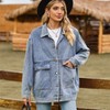 Coolmee Women's Jean Jackets Trendy Button Up Denim Shirt Jacket Oversized Long Sleeve Coat Fashion Clothes with Pockets - 2 of 4