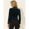 INSPIRE CHIC Women's Metallic Stars Printed Velvet 1 Button Business Office Crop Jacket - 3 of 4