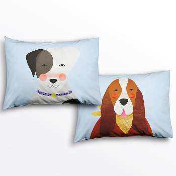 2 Pillowcase Set: Dog Design - 100% Cotton Sateen - Rookie Humans.