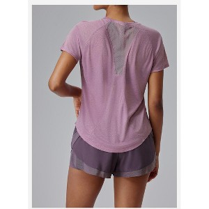 Women's Quick-Dry Athletic T-Shirt Mesh Back Lightweight Short Sleeve Workout Top - 1 of 2