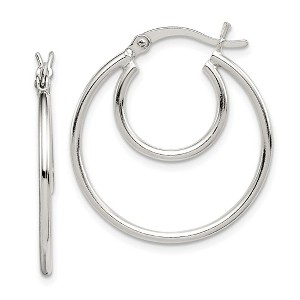 Black Bow Jewelry Sterling Silver, Double Round Hoop Earrings - 25mm (1 Inch) - 1 of 4