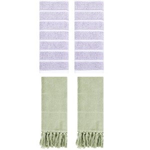 REGALWOVEN 4 Packs Striped and Solid Absorbent Soft Cotton Hand Towel for Bathroom - 1 of 4