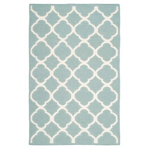 York Dhurrie Accent Rug - Blue / Ivory (3