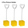 Unique Bargains Metal Resin Cube Base Heart Shape Pictures Memo Place Card Holder 3 Pcs - 3 of 4