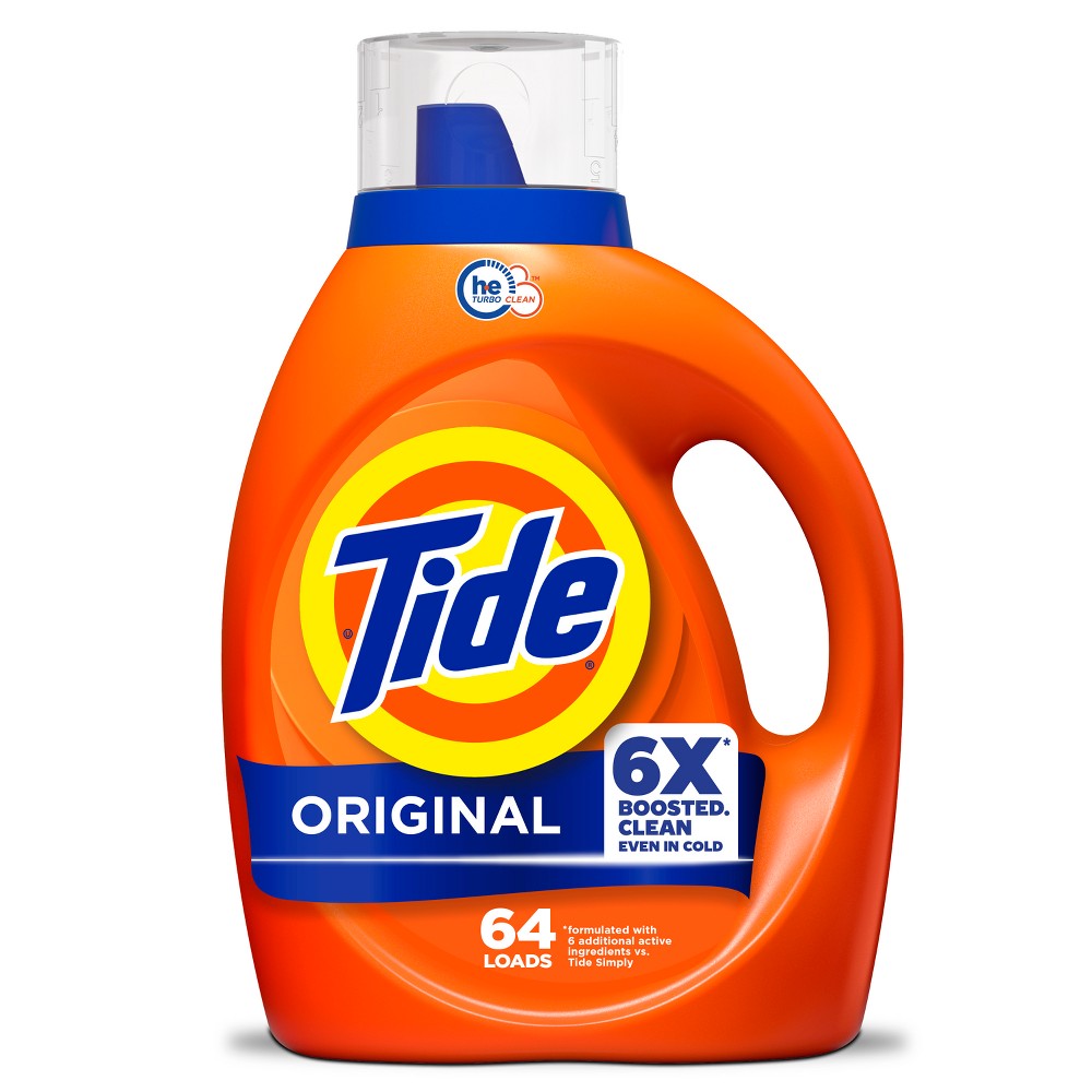 Tide Original HE Deep Cleaning Concentrated Liquid Laundry Detergent Soap 64 Loads - 80 fl oz: Plastic Bottle, Bleach-Free, Spill-Resistant Lid